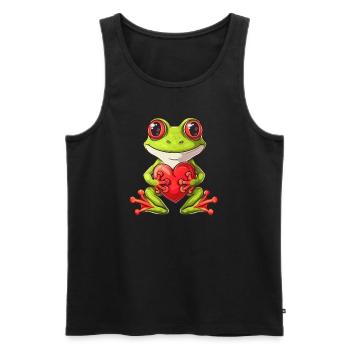 Adorable Frog Holding Heart Illustration for Kids - Männer Premium Bio Tank Top - Schwarz - Vorne - AI Model Male 178 light (178cm)