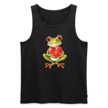 Adorable Frog Holding Heart with Big Eyes and - Men's Premium Organic Tank Top - black - Front - Michal (187cm)