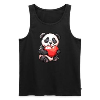 Adorable Panda Holding Heart Cartoon Illustration - Men's Premium Organic Tank Top - black - Front - Michal (187cm)