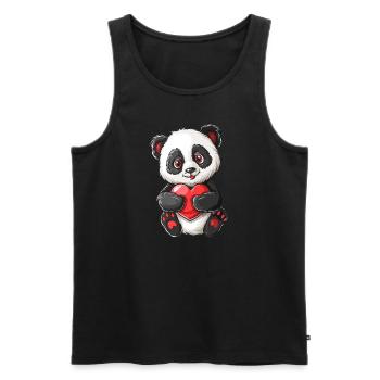 Adorable Panda Holding Heart Illustration – Cute - Men's Premium Organic Tank Top - black - Front - AI Model Male 178 light (178cm)