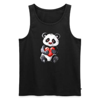 Adorable panda tenant un cœur rouge pour les amoureux des pandas - Débardeur bio Premium Homme - noir - Devant - Michal (187cm)