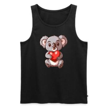 Cute Koala Holding Heart With Adorable Expression - Männer Premium Bio Tank Top - Schwarz - Vorne - AI Model Male 178 light (178cm)