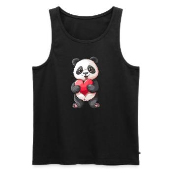 Mignon panda tenant un coeur pour les amoureux des animaux - Débardeur bio Premium Homme - noir - Devant - Michal (187cm)