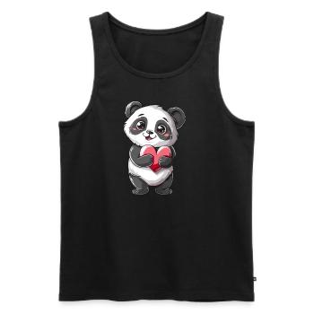 Adorable Panda Holding Heart - Cute Kawaii Panda - Männer Premium Bio Tank Top - Schwarz - Vorne - AI Model Male 178 light (178cm)