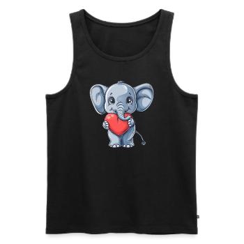 Éléphant mignon tenant une illustration de coeur pour - Débardeur bio Premium Homme - noir - Devant - Michal (187cm)