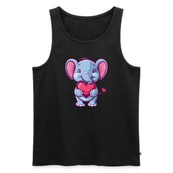 Adorable Elephant Holding Heart Cartoon - Männer Premium Bio Tank Top - Schwarz - Vorne - AI Model Male 178 light (178cm)