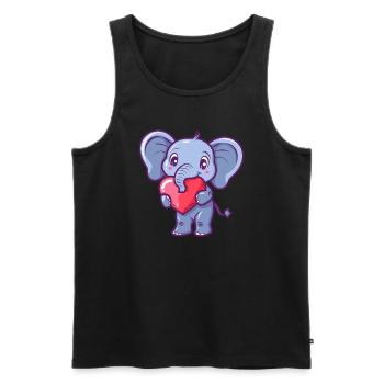 Adorable Elephant With Heart Illustration for - Men's Premium Organic Tank Top - black - Front - AI Model Male 178 light (178cm)