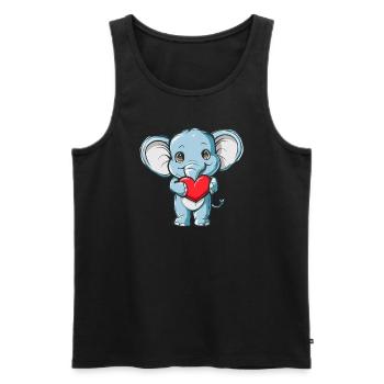 Adorable Elephant Holding Heart Cute Love - Männer Premium Bio Tank Top - Schwarz - Vorne - Michal (187cm)