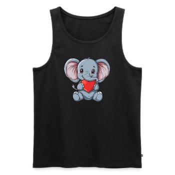 Cute Baby Elephant Holding Heart Illustration for - Männer Premium Bio Tank Top - Schwarz - Vorne - Michal (187cm)