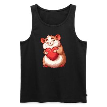 Adorable Hamster Hugging Red Heart Illustration - Männer Premium Bio Tank Top - Schwarz - Vorne - Michal (187cm)