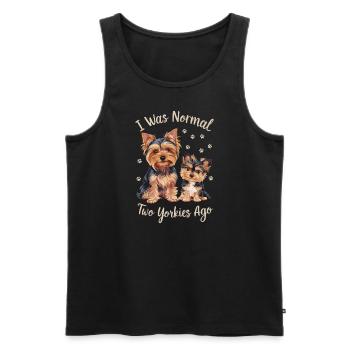 Ich War Normal Vor Zwei Yorkies - Männer Premium Bio Tank Top - Schwarz - Vorne - Michal (187cm)