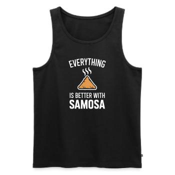Alles Ist Besser Mit Samosa - Männer Premium Bio Tank Top - Schwarz - Vorne - Michal (187cm)