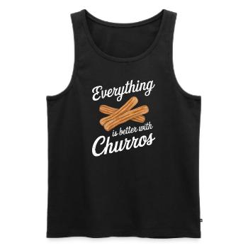 Alles Ist Besser Mit Churros - Männer Premium Bio Tank Top - Schwarz - Vorne - Michal (187cm)