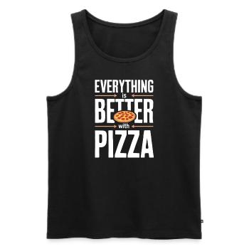 Alles Ist Besser Mit Pizza - Lustiges Pizza - Männer Premium Bio Tank Top - Schwarz - Vorne - AI Model Male 178 light (178cm)