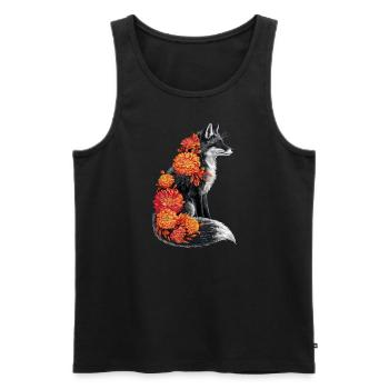 Fox Flowers, animal fox with floral flowers - Men's Premium Organic Tank Top - black - Front - AI Model Male 178 light (178cm)