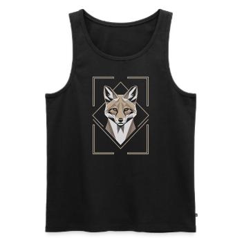 Geometric Fox Head Graphic Artwork - Men's Premium Organic Tank Top - black - Front - AI Model Male 178 light (178cm)