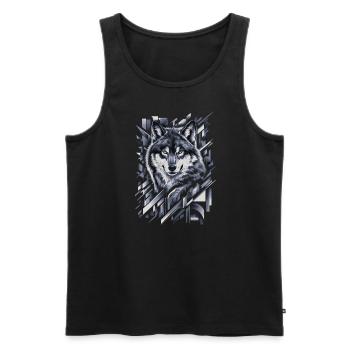 Wolf Artwork Geometric Shapes - Men's Premium Organic Tank Top - black - Front - Michal (187cm)