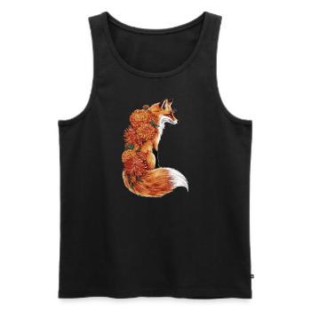 Fox Flowers, Animal Fox with Floral Print - Men's Premium Organic Tank Top - black - Front - AI Model Male 178 light (178cm)