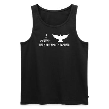 Wasser + Heiliger Geist = Getauft - Männer Premium Bio Tank Top - Schwarz - Vorne - AI Model Male 178 light (178cm)
