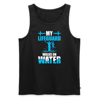 Mein Rettungsschwimmer Geht Auf Wasser - Getauft - Männer Premium Bio Tank Top - Schwarz - Vorne - AI Model Male 178 light (178cm)