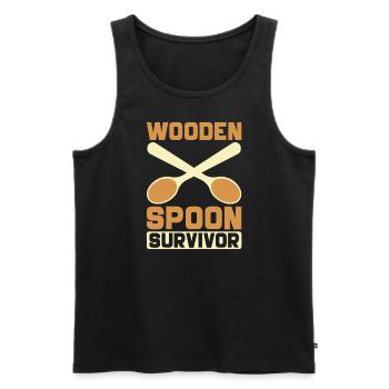Wooden Spoon Survivor Lustig Retro Design - Männer Premium Bio Tank Top - Schwarz - Vorne - AI Model Male 178 light (178cm)