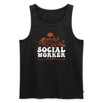 In My Social Worker Era Blumen Stilvolles Design - Männer Premium Bio Tank Top - Schwarz - Vorne - Michal (187cm)