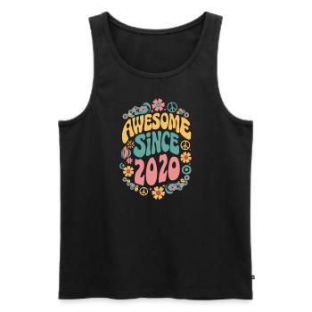 Awesome Since 2020 Blumen Hippie Geboren Jahr 2020 - Männer Premium Bio Tank Top - Schwarz - Vorne - Michal (187cm)
