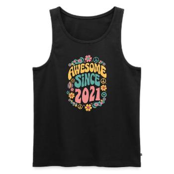 Awesome Since 2021 Blumen Hippie Geboren Jahr 2021 - Männer Premium Bio Tank Top - Schwarz - Vorne - AI Model Male 178 light (178cm)