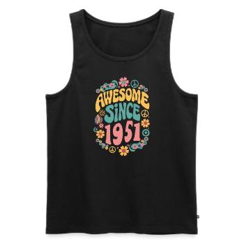 Awesome Since 1951 Flowers Hippie Born Year 1951 - Men's Premium Organic Tank Top - black - Front - Michal (187cm)