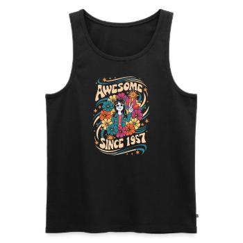 Vintage 1957 Hippie Birthday Retro Flowers - Men's Premium Organic Tank Top - black - Front - Michal (187cm)
