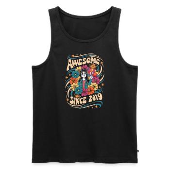 Vintage 2019 Hippie Birthday Retro Flowers - Men's Premium Organic Tank Top - black - Front - Michal (187cm)