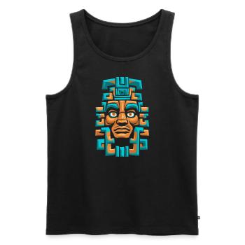 Dieu Maya Mythologie Maya Itzamna Masque Ancien - Débardeur bio Premium Homme - noir - Devant - AI Model Male 178 light (178cm)
