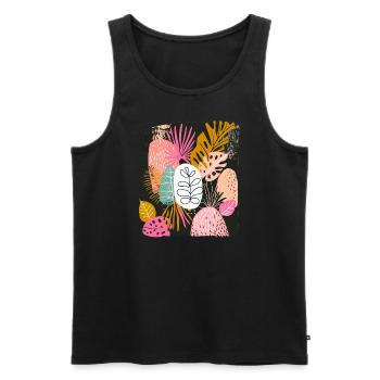 Bunte Tropische Blätter Abstrakte Kunst - Männer Premium Bio Tank Top - Schwarz - Vorne - AI Model Male 178 light (178cm)