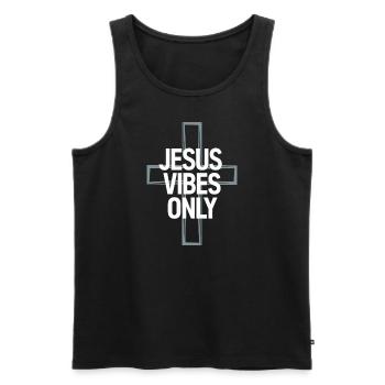 Jesus Vibes Only Christliche Jesus Schwingungen - Männer Premium Bio Tank Top - Schwarz - Vorne - AI Model Male 178 light (178cm)