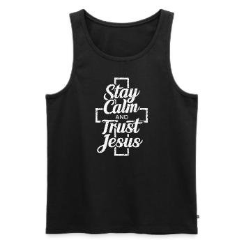 Stay Calm and Trust Jesus Christian Statement - Men's Premium Organic Tank Top - black - Front - Michal (187cm)