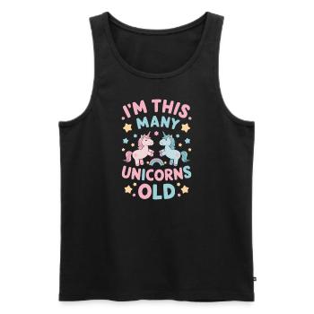 Ich Bin So Viele Einhörner Alt - Männer Premium Bio Tank Top - Schwarz - Vorne - Michal (187cm)