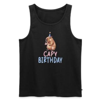 Capy Birthday Lustiges Capybara Geburtstagsmotiv - Männer Premium Bio Tank Top - Schwarz - Vorne - Michal (187cm)