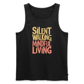 Silent Walking Achtsames Leben Mindful Living - Männer Premium Bio Tank Top - Schwarz - Vorne - AI Model Male 178 light (178cm)