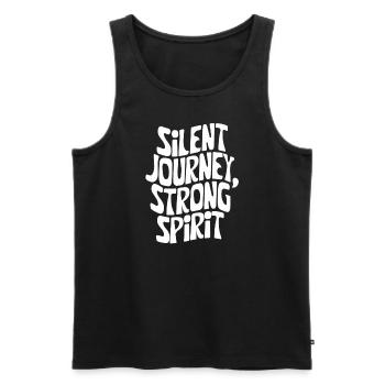 Silent Journey, Strong Spirit - Silent Walking - Men's Premium Organic Tank Top - black - Front - AI Model Male 178 light (178cm)
