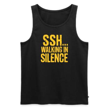 SSH... Walk In Silence - Tendance de la marche silencieuse - Débardeur bio Premium Homme - noir - Devant - AI Model Male 178 light (178cm)