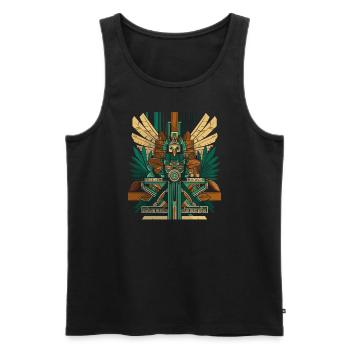 Dieu maya mythologie maya Ek Chuah Oeuvre - Débardeur bio Premium Homme - noir - Devant - AI Model Male 178 light (178cm)
