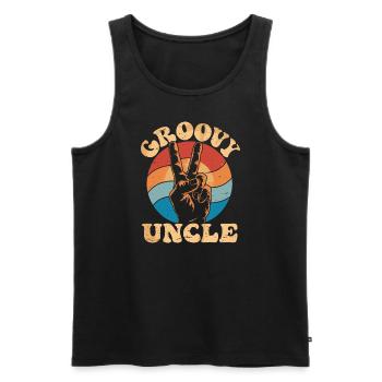 Groovy Onkel Retro Vibes Mit Peace Zeichen - Männer Premium Bio Tank Top - Schwarz - Vorne - AI Model Male 178 light (178cm)