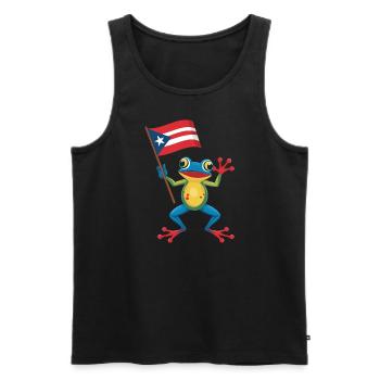 Puerto Rico Flag Coqui Frog with Flag - Men's Premium Organic Tank Top - black - Front - Michal (187cm)