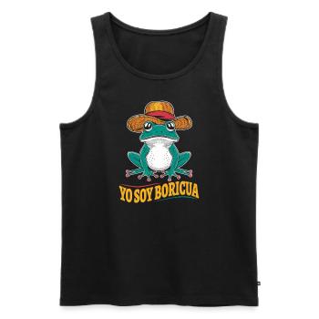 Yo Soy Boricua Puerto Rican Frosch Mit Hut - Männer Premium Bio Tank Top - Schwarz - Vorne - AI Model Male 178 light (178cm)