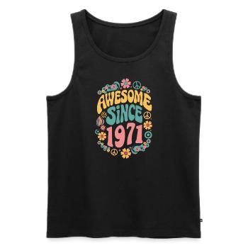 Awesome Since 1971 Blumen Hippie Geboren Jahr 1971 - Männer Premium Bio Tank Top - Schwarz - Vorne - Michal (187cm)