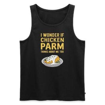 I wonder if Chicken Parm is thinking of me too - Men's Premium Organic Tank Top - black - Front - Michal (187cm)