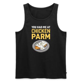 Vous m’avez eu au Chicken Parm Italian - Débardeur bio Premium Homme - noir - Devant - Michal (187cm)