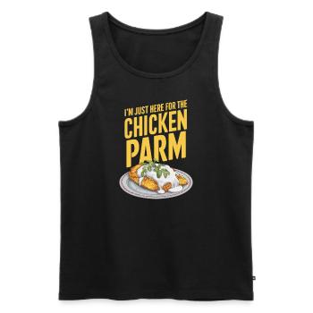 Je suis juste ici pour le poulet parme - Débardeur bio Premium Homme - noir - Devant - Michal (187cm)