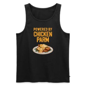 Propulsé par Poulet Parm - Poulet Parm Italien - Débardeur bio Premium Homme - noir - Devant - Michal (187cm)