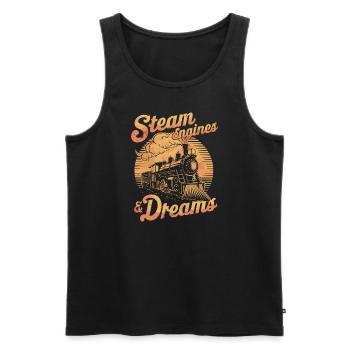 Steam Locomotives and Dreams: Trainspotter Train Railway - Men's Premium Organic Tank Top - black - Front - AI Model Male 178 light (178cm)
